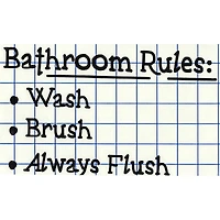 Leisure Arts® Vinyl Bathroom Rules Wash Brush Always Flush Black Wall Decal