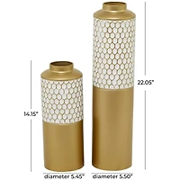 CosmoLiving by Cosmopolitan Gold Metal Honeycomb Vase Set of 2 22", 14"
