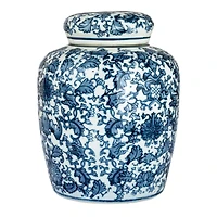 Hello Honey® 8'' Blue & White Ceramic Ginger Jar with Lid