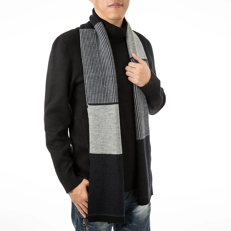 Glitzhome® 70" Men's Black, White & Gray Scarf