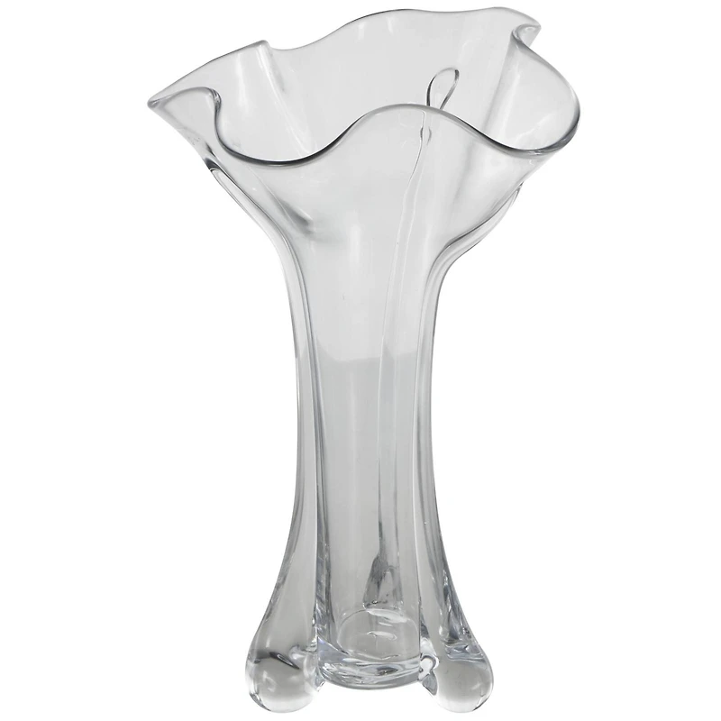 Clear Abstract Fluted Tulip Glass Vase
