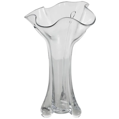 Clear Abstract Fluted Tulip Glass Vase