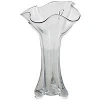 Clear Abstract Fluted Tulip Glass Vase