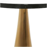Gold Aluminum Geometric Cone Accent Table with Textured Glass Tabletop