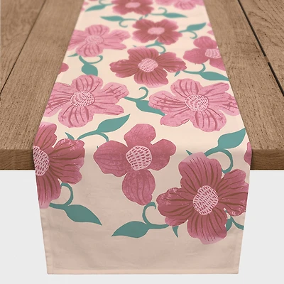 Pink Florals 16" x 90" Cotton Twill Runner