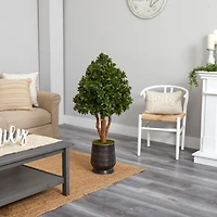 4ft. Tea Leaf Tree in Metal Planter