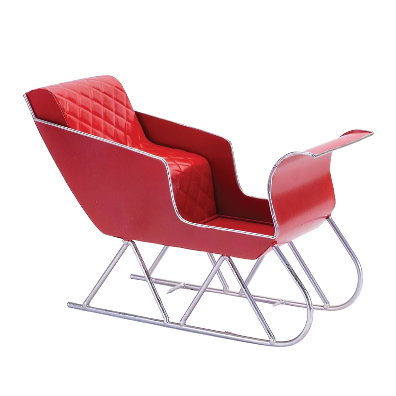 12" Red Metal Holiday Sleigh Décor Accents, 2ct.