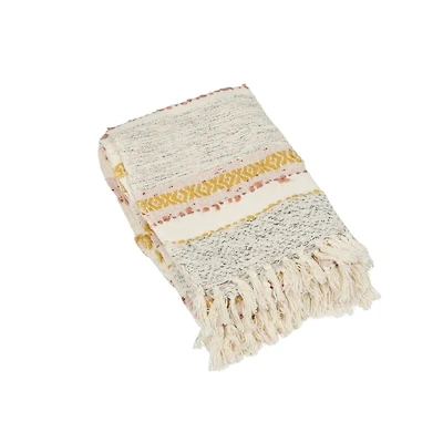 Hello Honey® 60" Multicolor Woven Striped & Embroidered Blanket