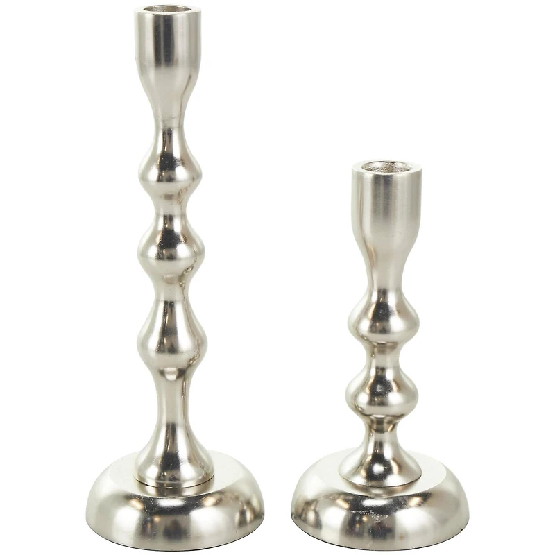 Contemporary Aluminum Taper Candle Holder Set