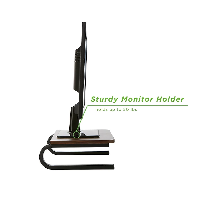 Mind Reader Brown Wood Top Monitor Stand Organizer