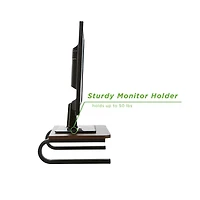 Mind Reader Brown Wood Top Monitor Stand Organizer