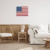 Stupell Industries Rustic American Flag Red White Blue Distressed Pattern Canvas Wall Art