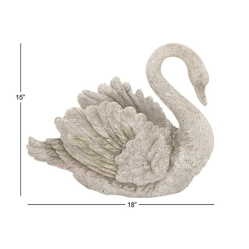 18" Gray Swan Polystone Garden Sculpture