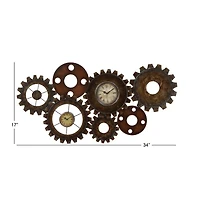 Brown Industrial Metal Wall Clock
