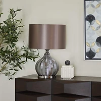 Black Polyester Transitional Table Lamp, 20" x 17" x 14"