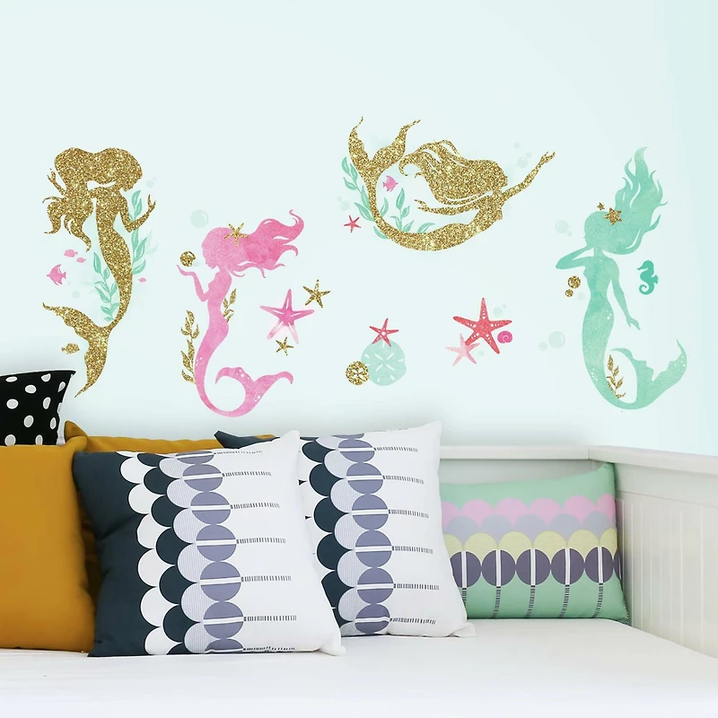 RoomMates Glitter Mermaid Peel & Stick Wall Decals