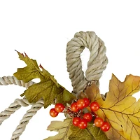 16" Autumn Foliage & Rope Pumpkin Wall Décor