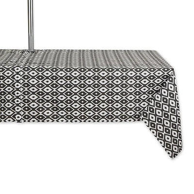 Black Ikat Outdoor Tablecloth With Zipper 60" x 84"