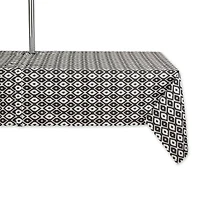 Black Ikat Outdoor Tablecloth With Zipper 60" x 84"