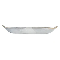 Hello Honey® 13.25" Long White Stoneware Dish with Reactive Glaze