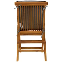 36" Brown Teak Wood Folding Outdoor Dining Chair With Cushions Set