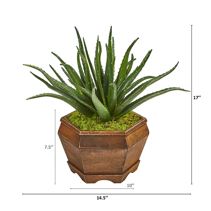17" Aloe Artificial Plant in Decorative Planter