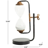 13" Black Metal Suspended Hourglass Timer with Gold Details