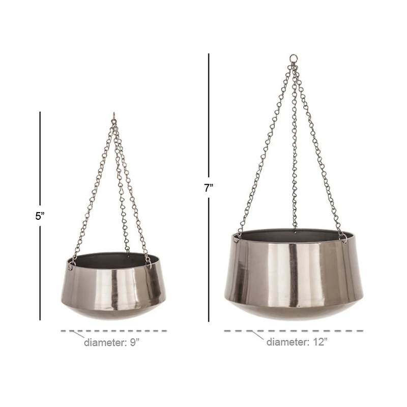 Black Metal Glam Planter Set, 5" & 7"