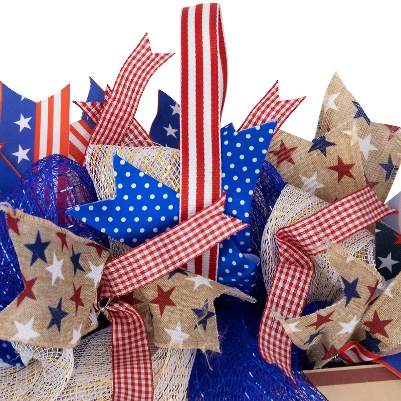 18" America God Shed His Grace on Thee Patriotic Bow Wreath