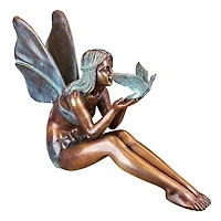 Design Toscano 18" Bird Fairy Cast Bronze Garden Statue