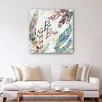 Tribal Feathers Square I Canvas Giclee