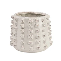 Hello Honey® 11" Ivory Stoneware Sculptural Planter with Raised Dots