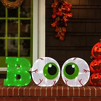 44" BOO Eyeballs Tinsel Fabric LED Porch Sign