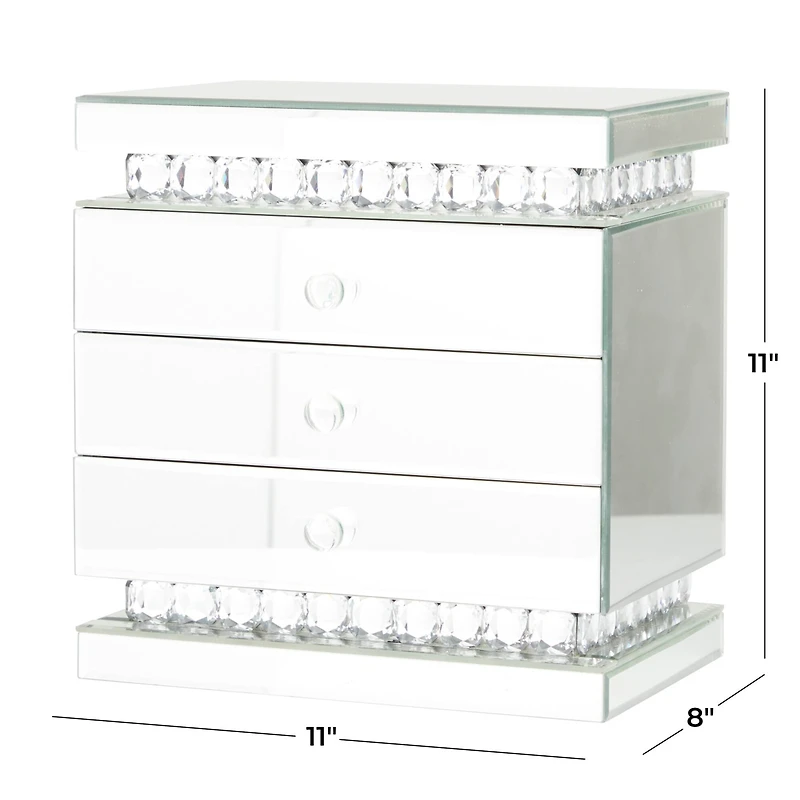 Silver Glam Jewelry Box, 11" x 8" x 11"