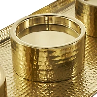 26" Stainless Steel 4 Candle Candelabra with Attached Tray