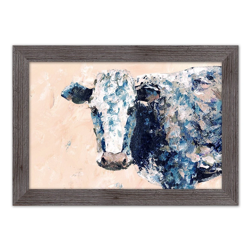 Painted Cow 24" x 16" Western Gray Framed Print