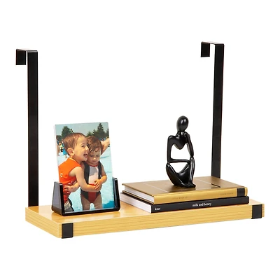 Mind Reader Hanging Cubicle Shelf Organizer, Cubicle Shelf for Office Supplies, Plants, and Decor, Easy to Install, MDF and Metal, Brown