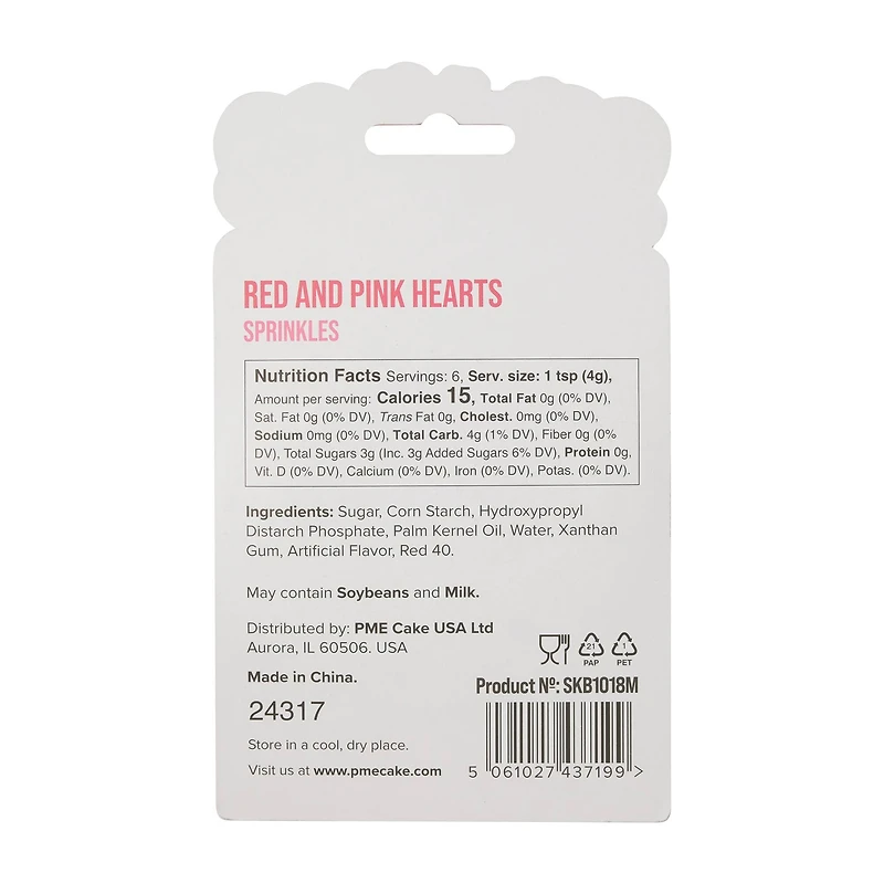 PME Cake Sweet Street® Red & Pink Heart Sprinkles