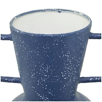 Blue Metal Vase with Handles Set of 2 17", 15"