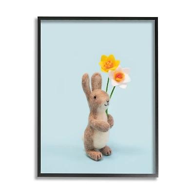 Stupell Industries Spring Bunny Floral Daffodils Framed Giclee Art