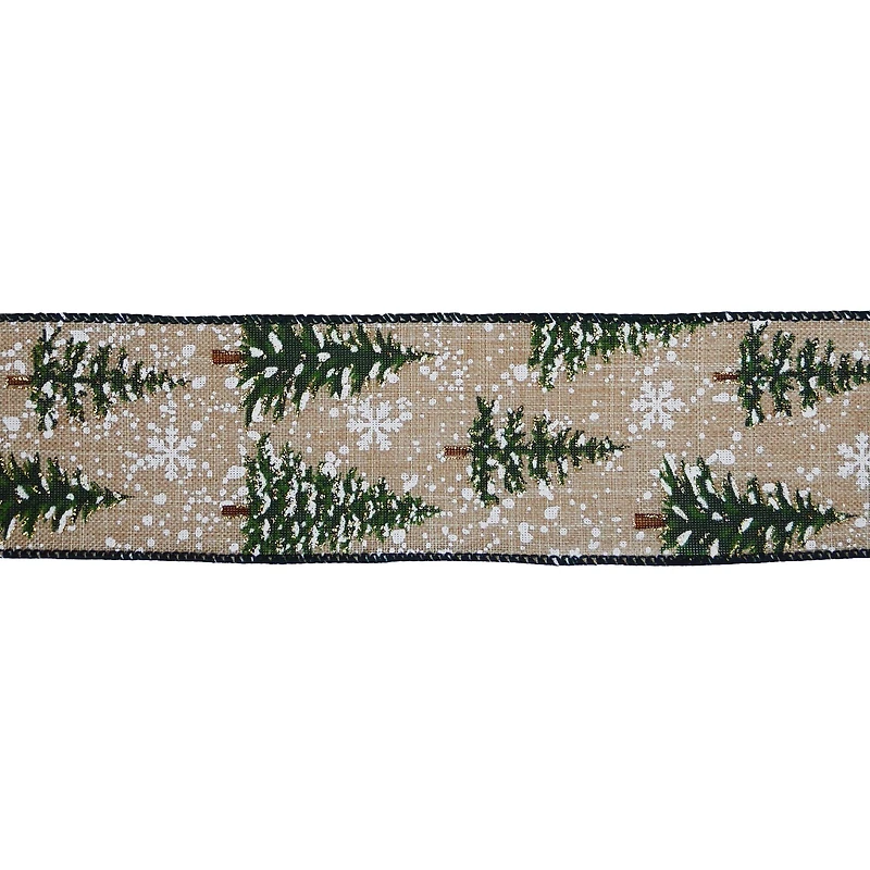 2.5" x 20ft. Snowy Trees Faux Linen Wired Ribbon by Celebrate It®
