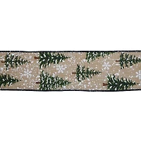 2.5" x 20ft. Snowy Trees Faux Linen Wired Ribbon by Celebrate It®