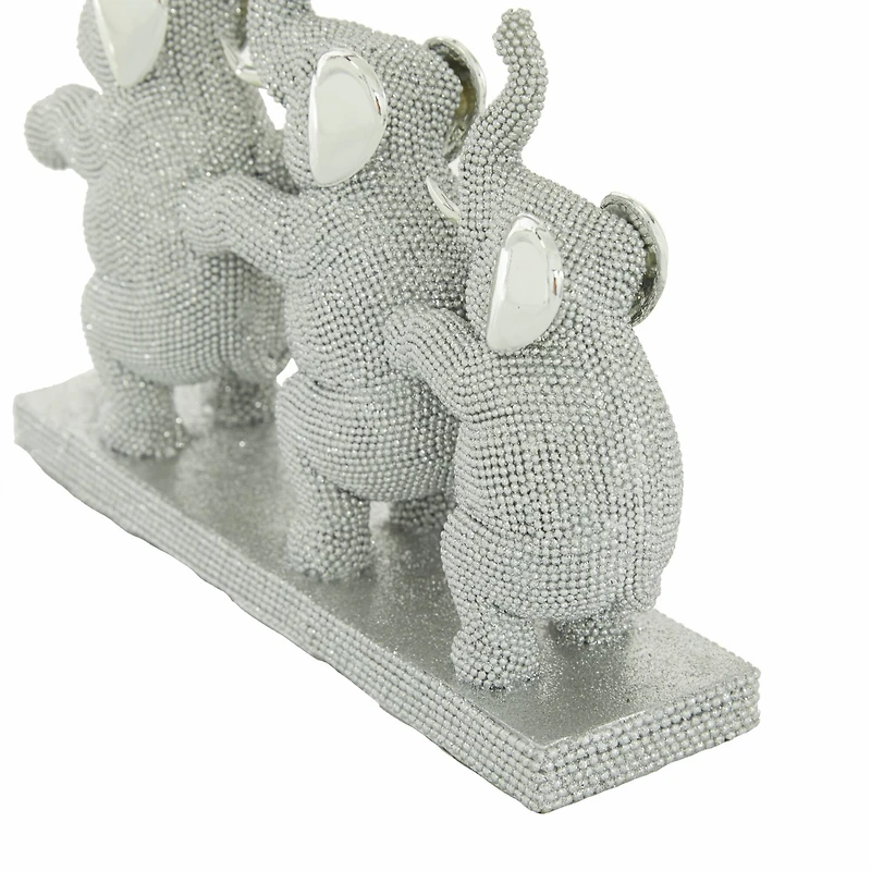 11" Silver Glam Elephants Sculpture