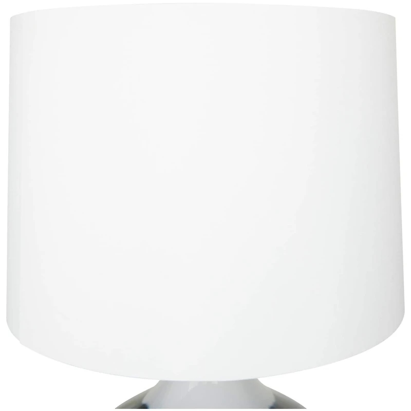 Blue Glass Gourd Style Base Table Lamp with Drum Shade 14" x 14" x 24"