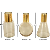 Gold Glass Geometric Tinted Decorative Vases, 3ct.