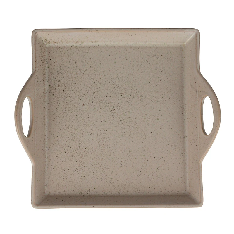 Hello Honey® 16.5" White Antique Elegance Stoneware Serving Tray with Handles