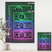 Designart - Founding Fathers Neon Dollar