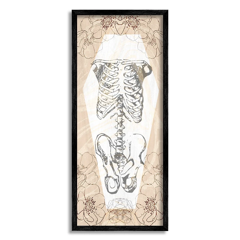 Stupell Industries Floral Skeleton Halloween Layered Framed Giclee Art