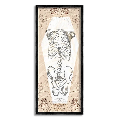 Stupell Industries Floral Skeleton Halloween Layered Framed Giclee Art