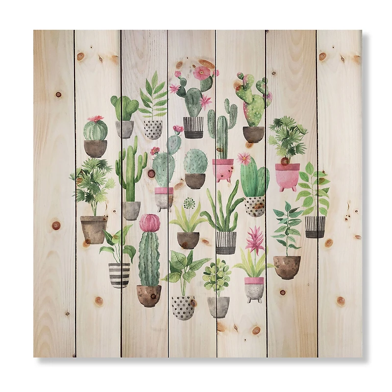 Designart - Cacti In Ceramic Pots In Gentle Tones II